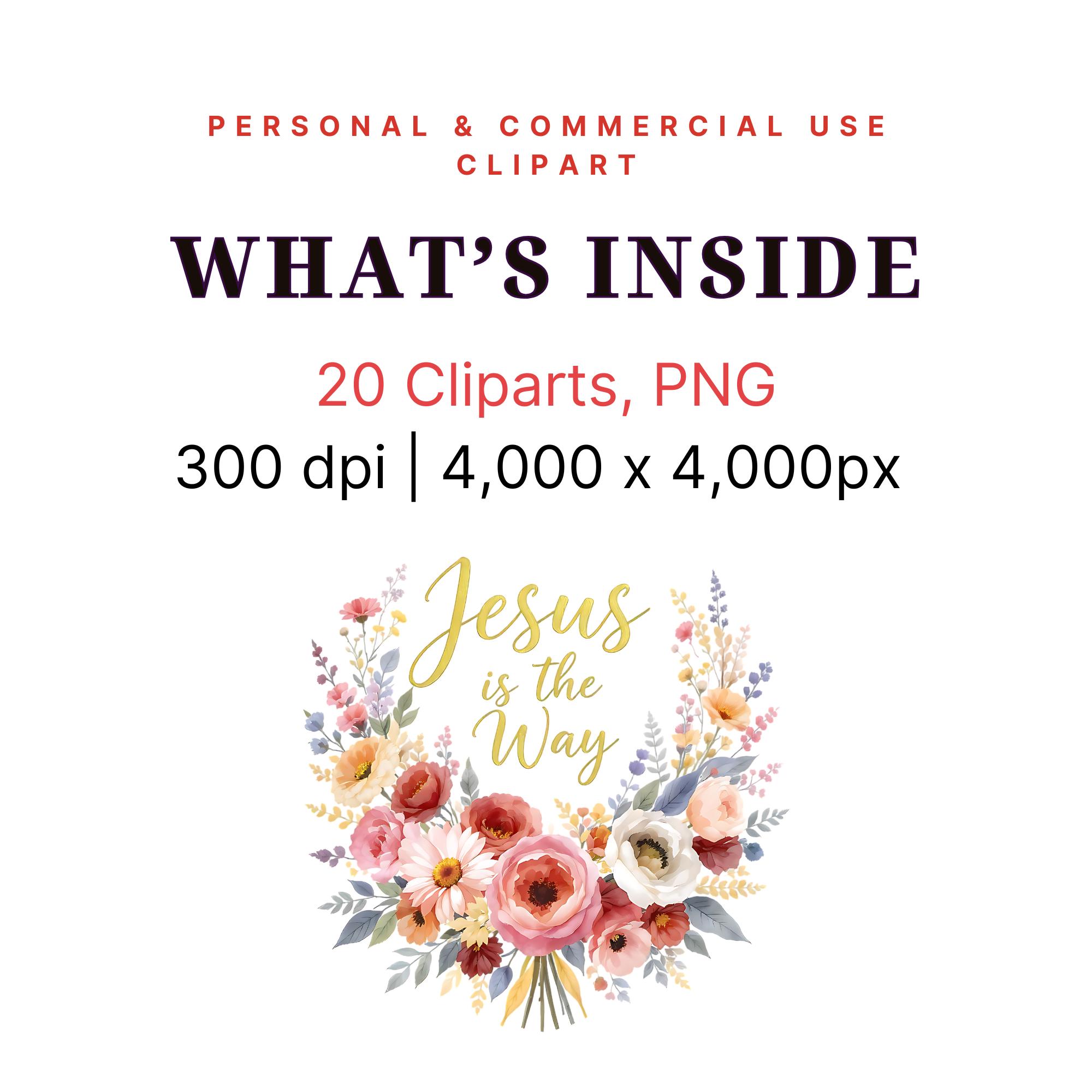 Faith Christian Floral Clipart Bundle PNG, Inspirational Scripture ...