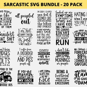 Sarcastic Bundle SVG, Snarky Svg Bundle, Sassy Svg, Funny Quotes Svg, Dxf Eps Png, Sarcasm Svg, Shirt Bundle Commercial Use image 1