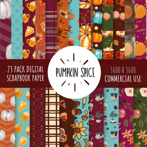 Pumpkin Spice Digital Paper Pack, Pumpkin Spice Lover Background, Pumpkin spice Girl,  Fall Digital Paper,Commercial Use,  3600 x 3600