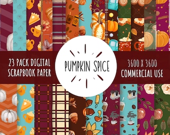 Pumpkin Spice Digital Paper Pack, Pumpkin Spice Lover Background, Pumpkin spice Girl,  Fall Digital Paper,Commercial Use,  3600 x 3600