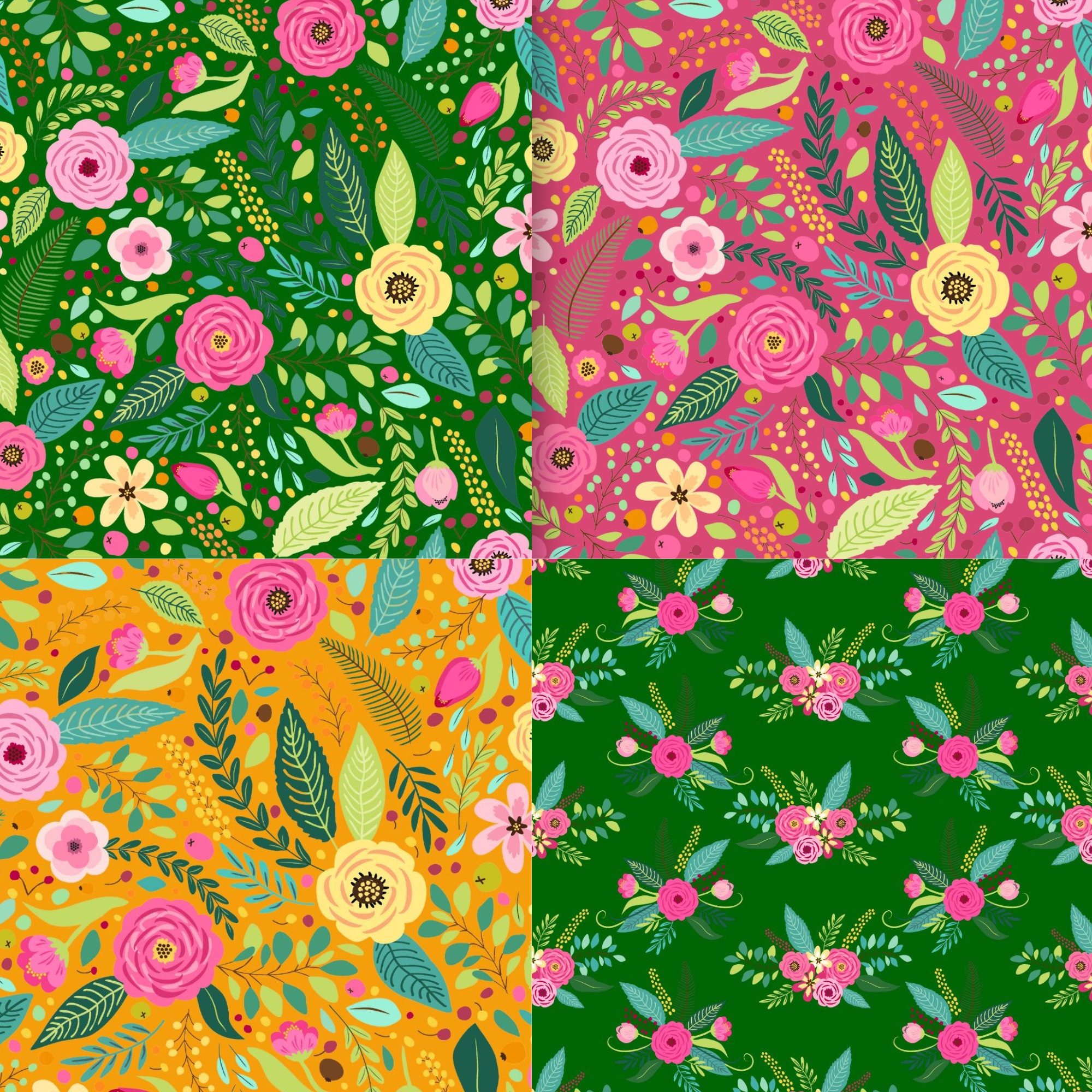 Floral Digital Paper Bundle, Flower Pattern, Floral Scrapbook Paper Kit ...