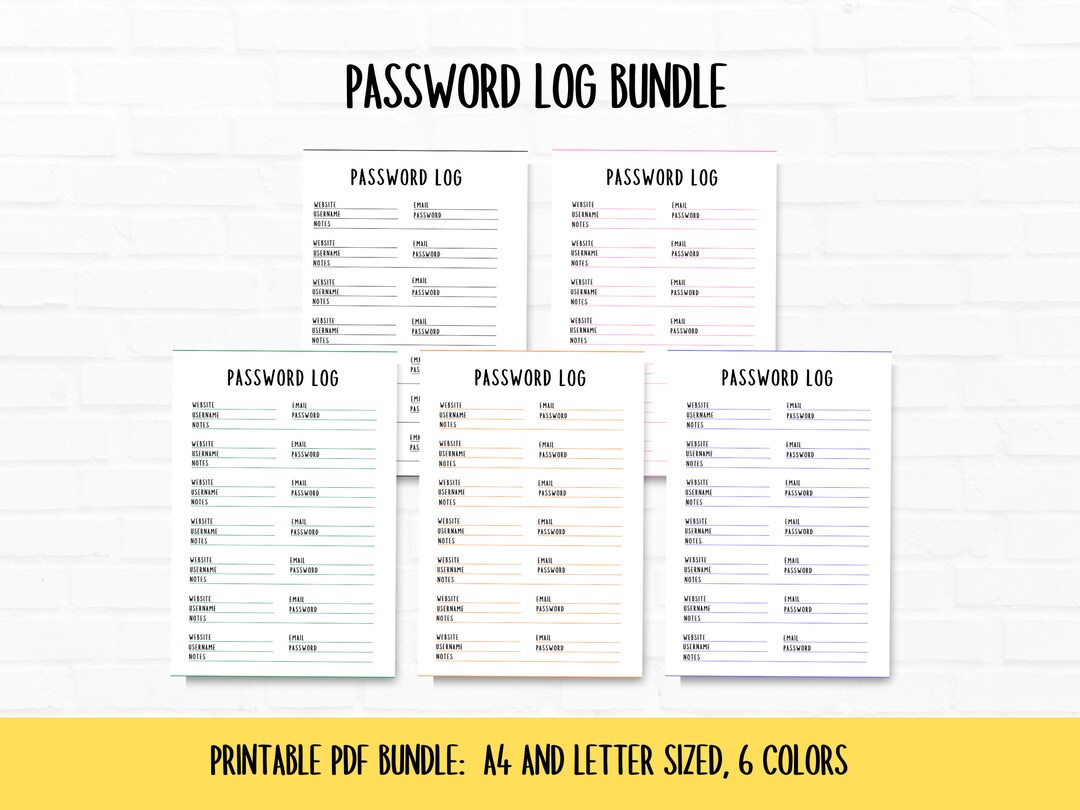 Papper Password Log Printable Password Log, Password Tracker, Password Keeper, Password ...