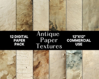 Old Paper Texture Digital Paper, Antique Paper Background, Vintage Paper Backdrop, Printable Junk Journals, Commercial Use,  12x12 300 DPI