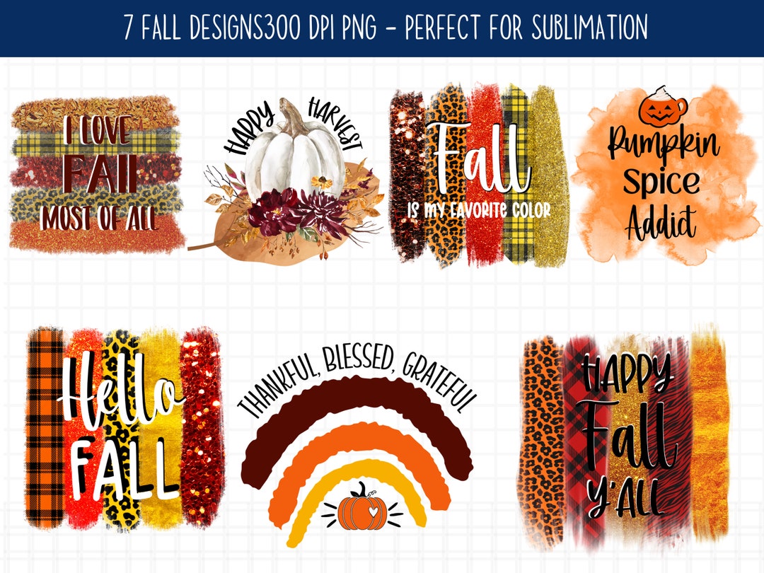 Fall Sublimation Bundle of 7, Autumn PNG, Fall PNG Bundle, Hello Fall Y ...