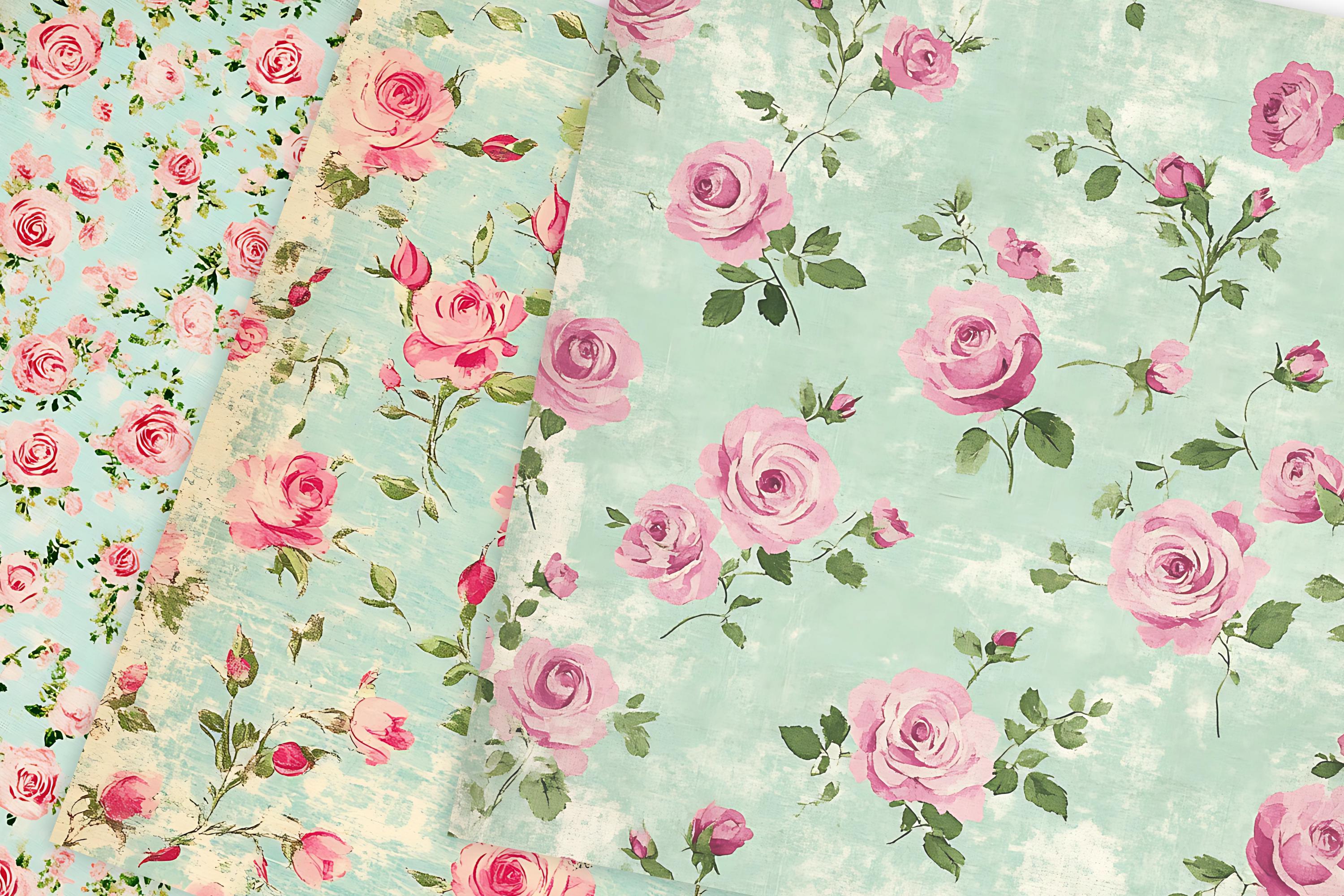 Shabby Chic Rose Digital Paper: Vintage Floral Backgrounds (JPG) - Etsy