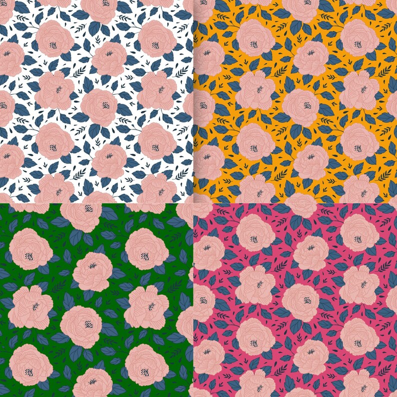 Floral Digital Paper Bundle Flower Pattern Floral Scrapbook - Etsy