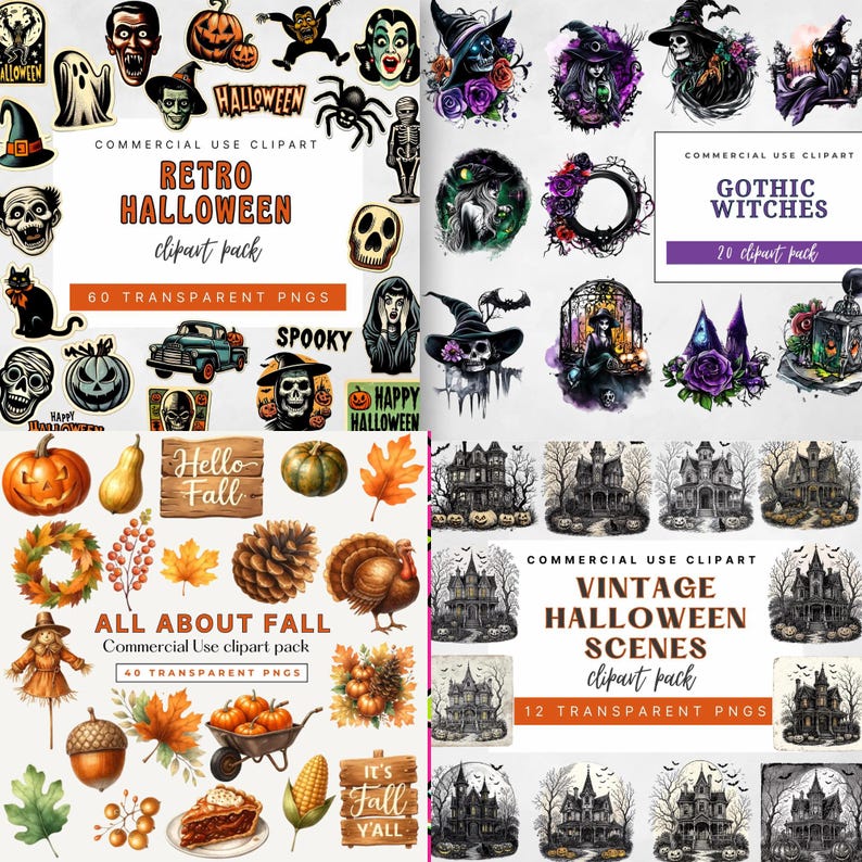 Fall Halloween Digital Paper and Clipart Mega Bundle, 130+ Backgrounds ...
