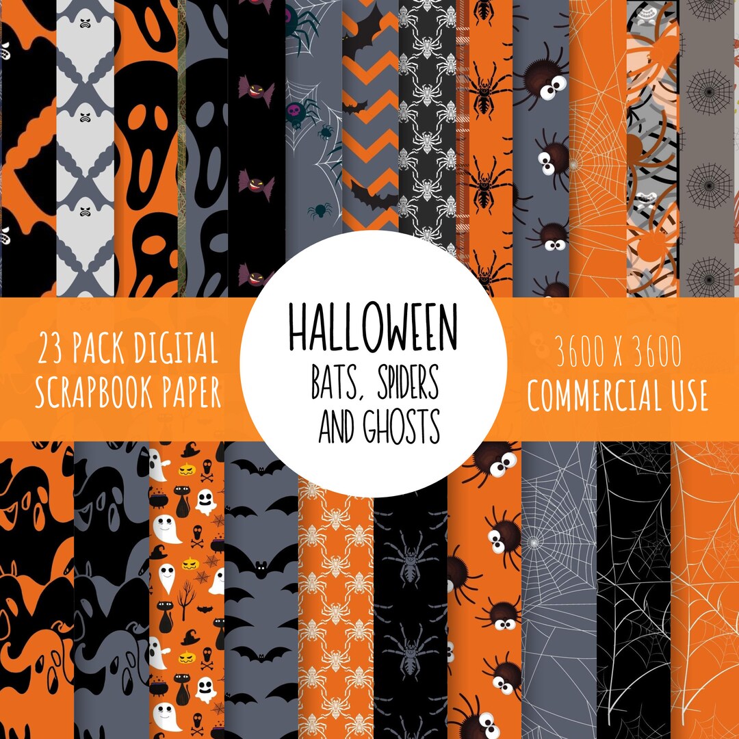 Halloween Digital Paper Pack, Ghosts Background Paper, Halloween Paper ...