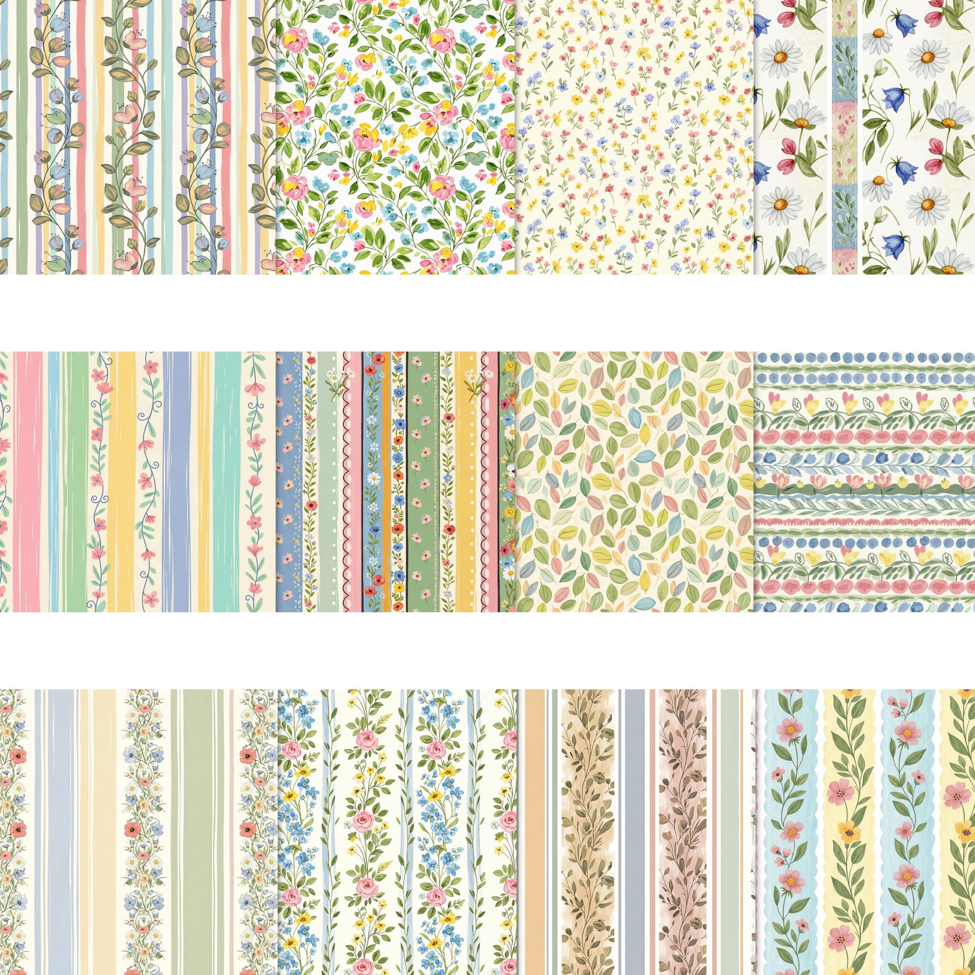 Pastel Spring Floral Seamless Papers, Cottagecore Flower Digital ...