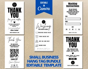 Editable Hang Tag Bundle, Price Tag Template, Washing Instructions, CANVA TEMPLATE, Custom Clothing Tag, Printable Clothing Care Hang Tags