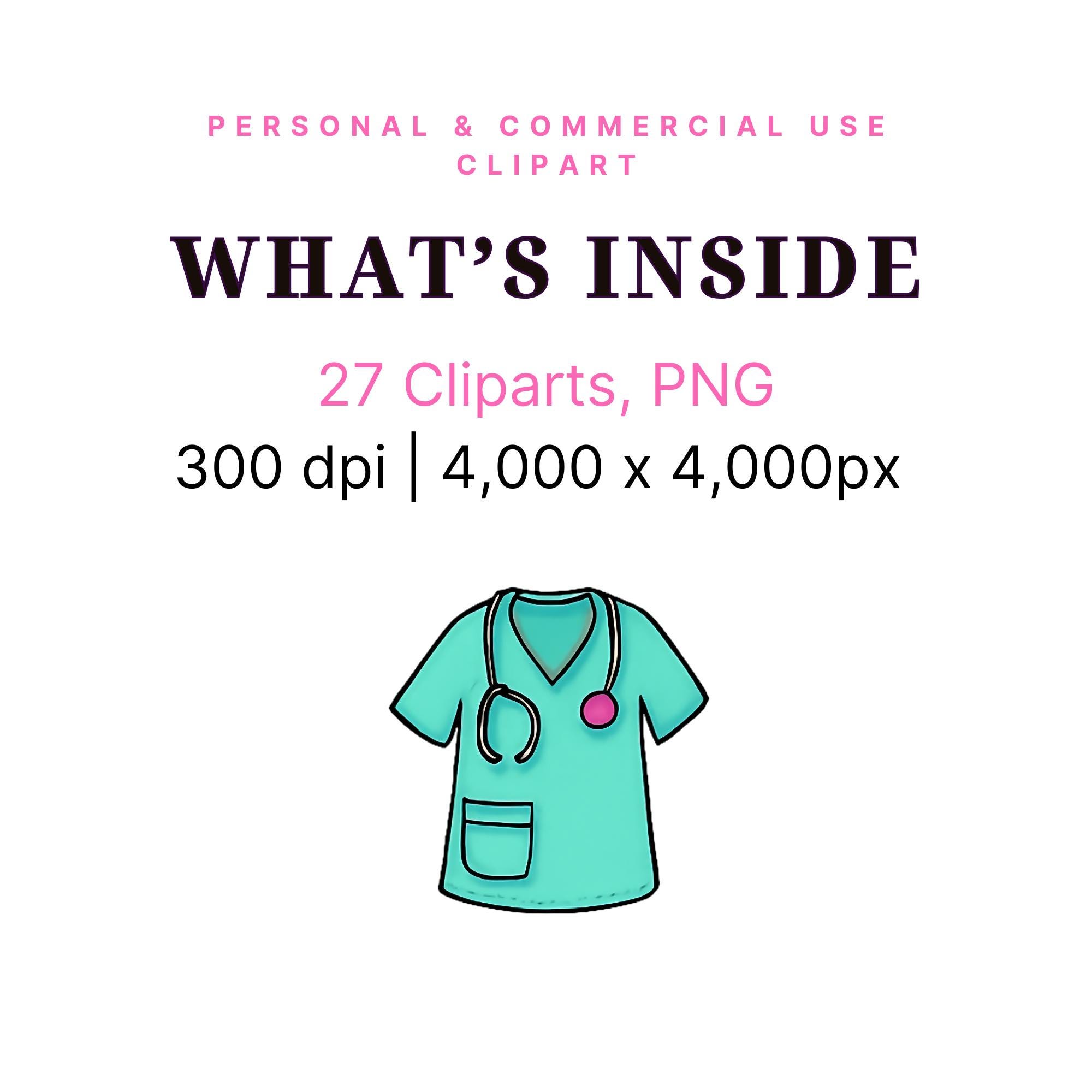 Nurse Life Clipart Bundle: Medical Doodles, RN Graphics (commercial Use ...