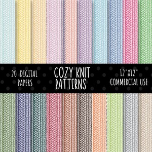Gestrickte Wolle Digital Paper Pack, Stricken Sie digitales Scrapbook-Papier, stricken Sie Scrapbooking-Papier, Texturhintergründe, kommerzielle Nutzung, 20, 12x12