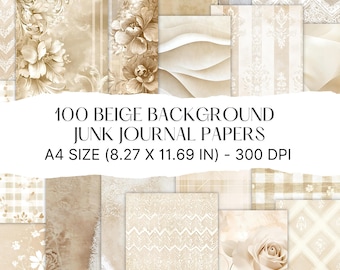 Beige Junk Journal Paper: Lace, Floral, Damask (A4 Digital Download)