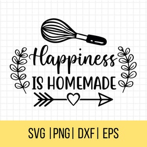 Citas de cocina svg, la felicidad es casera SVG, signo de casa svg, citas familiares svg, signo de granja, archivo de corte svg