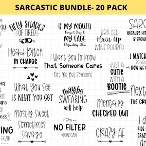 Funny Sarcastic Svg Bundle, Snarky Svg Bundle, Sassy Svg, Dxf Eps Png, Sarcasm Svg, Shirt Bundle Commercial Use