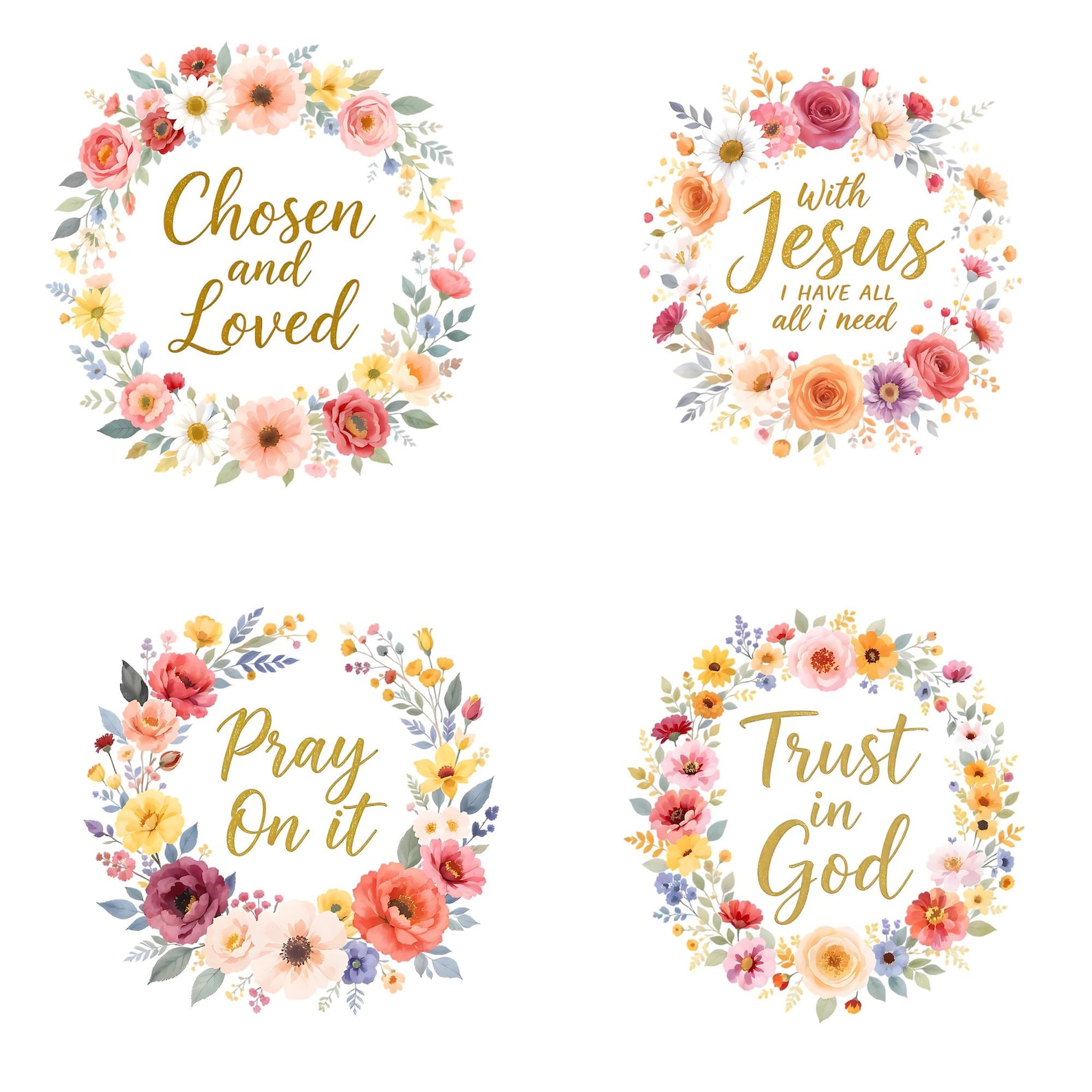 Faith Christian Floral Clipart Bundle PNG, Inspirational Scripture ...
