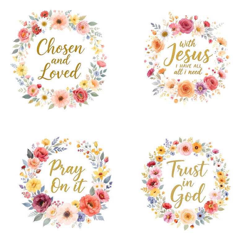 Faith Christian Floral Clipart Bundle PNG, Inspirational Scripture ...