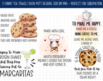 Funny Kitchen Towel Sayings PNG: Sublimation Bundle (Digital Download)