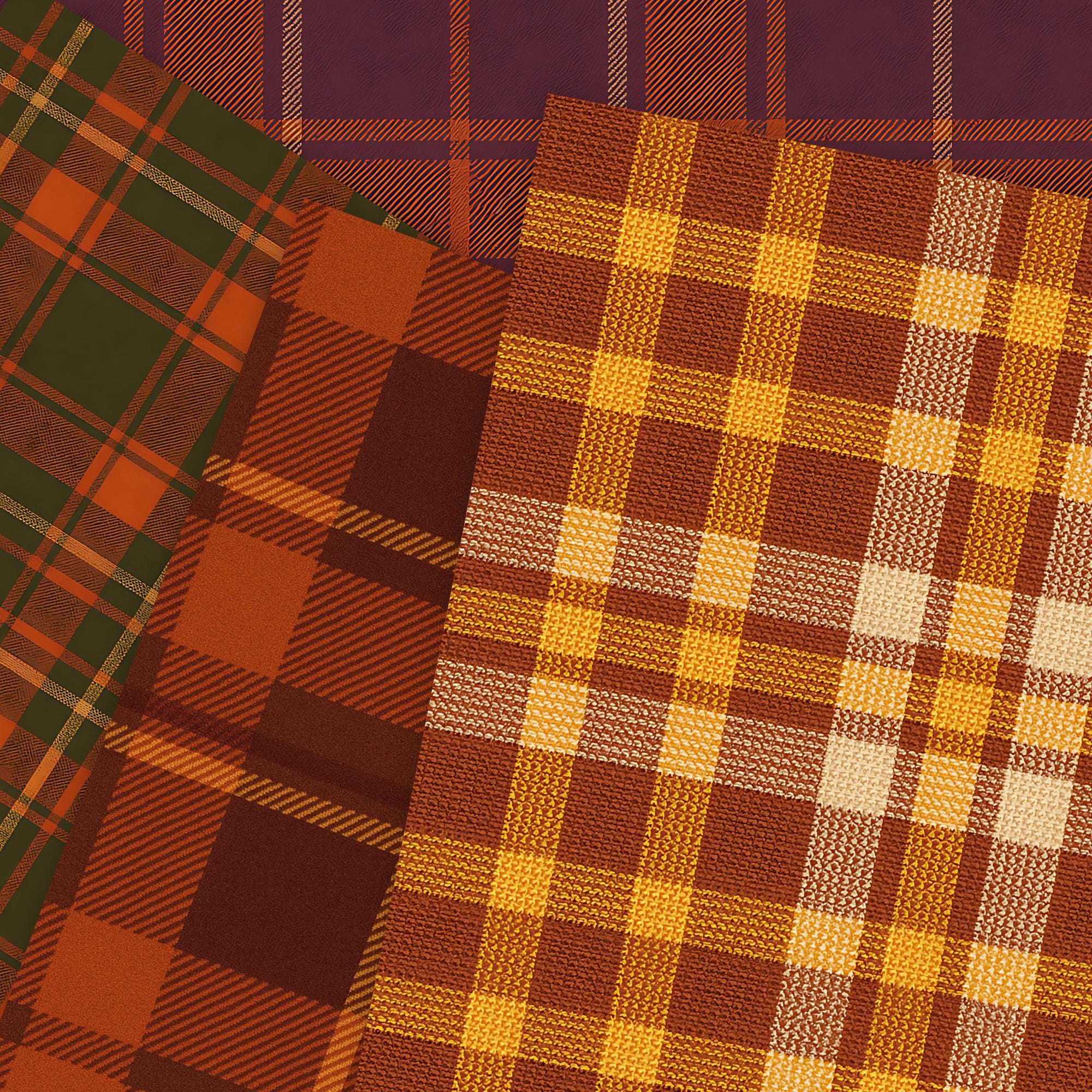 Autumn Tartan Plaid, 16 Fall Seamless Cozy Flannel Plaids, Digital ...