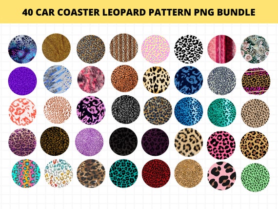 Leopard Car Coaster PNG Designs: Sublimation Pattern Bundle (Digital Download)