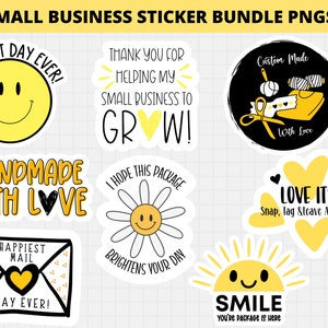 Adesivos de agradecimento para pequenas empresas, etiquetas de embalagens, selos amarelos fofos de agradecimento, cricut, silhueta, download de corte de impressão
