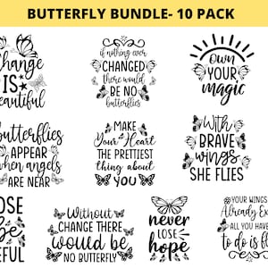 Pakiet Butterfly Svg, Pakiet cytatów o motylach, Pakiet cytatów motywacyjnych, Cytaty o motylach Png, Wykorzystanie komercyjne