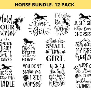 Pferd SVG-Bundle, Pferde Zitate Bundle, Pferde svg, SVG-bundle, Pferdemädchen svg, Pferd Clipart, lustiges Pferd svg, kommerzielle Nutzung