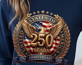 250th Anniversary PNG, American Eagle Flag Patriotic, Faux Rhinestone Eagle, 4th of July 1776-2026, America Celebration Png, 250th Birthday