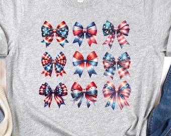 July 4th Flag Png, Coquette Bows 4th of July PNG, Girly Patriotic Png, Coquette USA Png, Independence Day png, USA Flag Blows