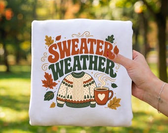 Sweater Weather Png, Preppy Fall Coffee Sublimation, Cozy Autumn Sweater Latte, PNG, Digital Download