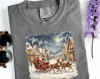 Watercolor Santa PNG, Christmas Clipart, Holiday Santa Sublimation Design, Wintry Xmas Santa Digital Download, Santa and Reindeer PNG