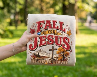 Jesus Fall PNG, Trendy Autumn Sublimation,  Western Christian Faith Design, Fall for Jesus PNG, Digital Download, Autumn Lover Tee Design