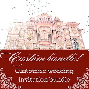 Kundenspezifisches asiatisches / indisches / hinduistisches Hochzeitseinladungspaket - Canva Vorlage für dein Hochzeitsthema