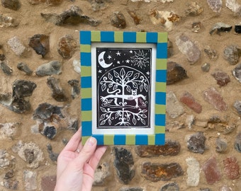 Heraldic Leopard: Original, hand printed lino cut print | Medieval | Historic | Handmade Linocut UK | A4