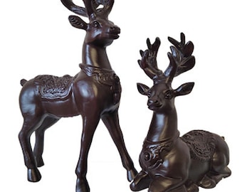 Two deer Wooden crafts Home décor Household handicrafts Traditional Chinese art Classical fittings