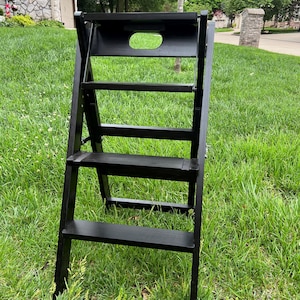 Step Stool, 4-Step folding, portable, made of the solid wood, convertible between the ladder and the chair four colors available Black