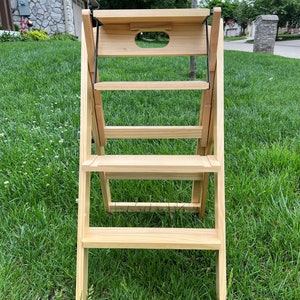 Step Stool, 4-Step folding, portable, made of the solid wood, convertible between the ladder and the chair four colors available Log Color