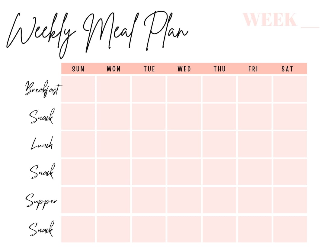 PRINTABLE Weekly Meal Planner and Grocery List - Etsy