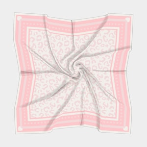 Katie Leopard Print Habotai Silk Scarf, Blush