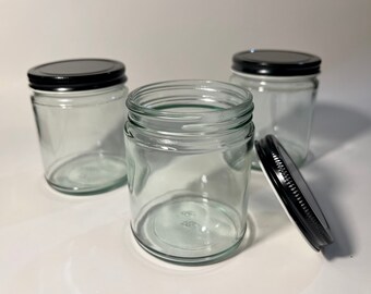 9 oz Clear Glass Jar with Silver Lid