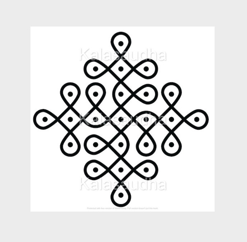 Kolam Digital PNG File Cut File for Cricut and Silhouette, Muggu