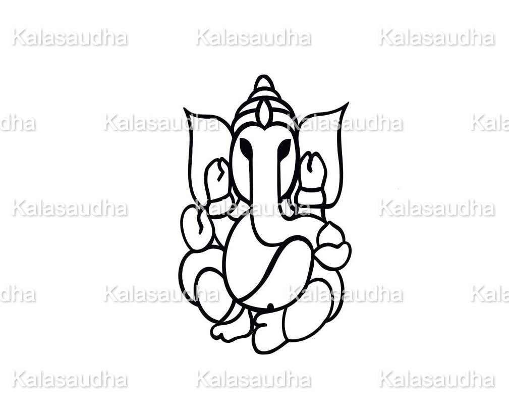 Ganesh Outline Digital PSD, Pdf, Jpeg, PNG, Tiff, SVG Files, Cut File ...