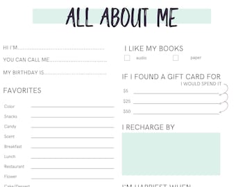 All about me- co-worker questions