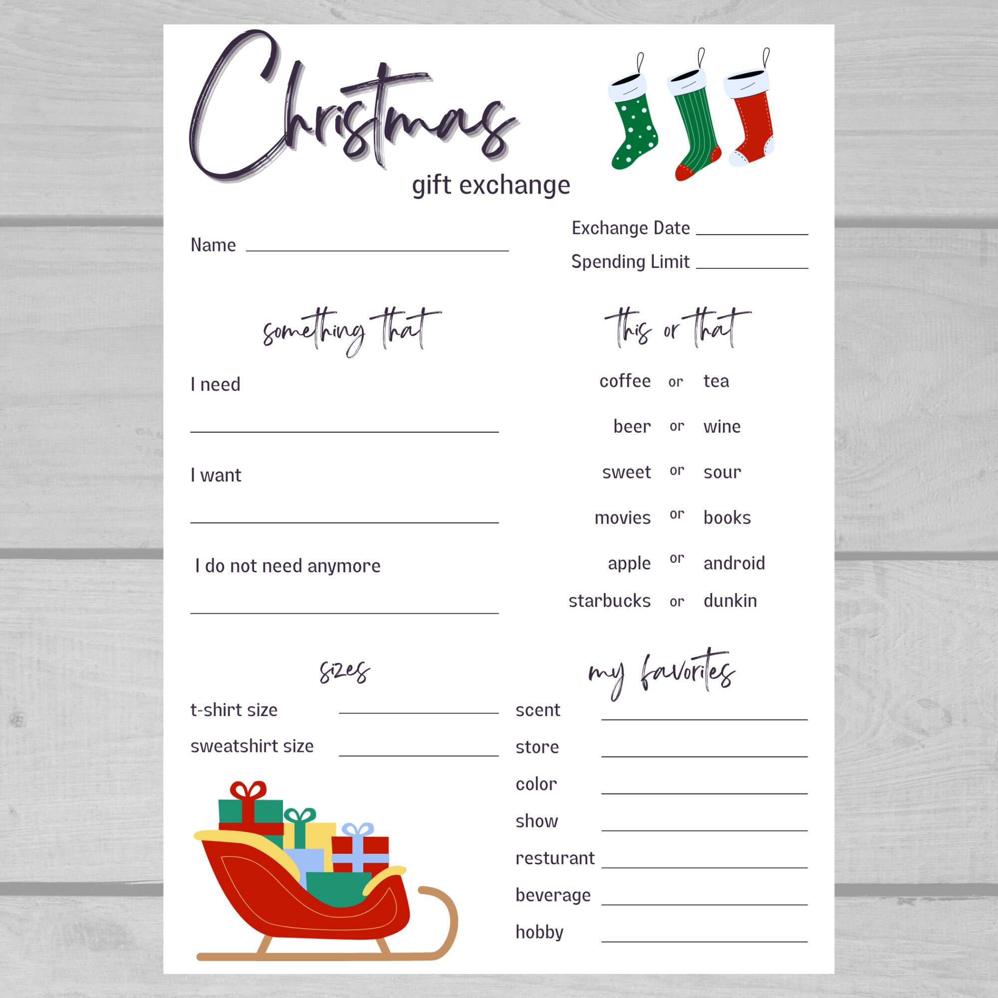 Image 7 for Printable Gift Exchange Template