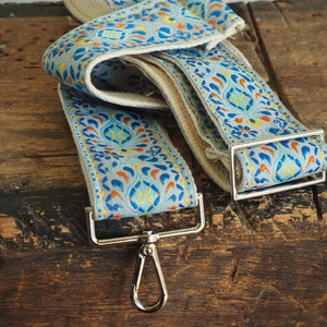 Retro Woven Replacement Crossbody Guitar Strap Style Purse Strap  - Light Blue