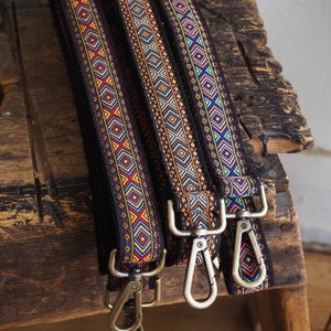 Slim Retro Purse Strap, Geometric Pattern, Replacement Crossbody Strap