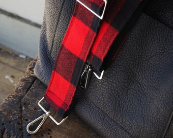 Flannel Purse Strap Red Checkered Crossbody Strap for Women&#39;s Handbag Shoulder or Tote Bag