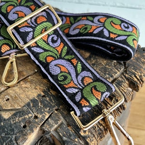new-retro-woven-crossbody-guitar-purse-bag-strap-purple-orange