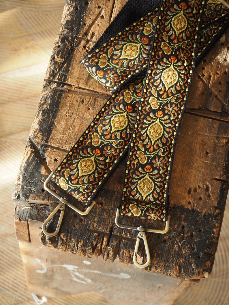 Retro Floral Woven Replacement Crossbody Purse Strap Orange Etsy