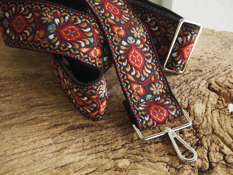 Guitar Strap Crossbody Purse Strap Vintage Style Replacement Bag Strap Floral Design Retro Long Wide Cute Purse Strap